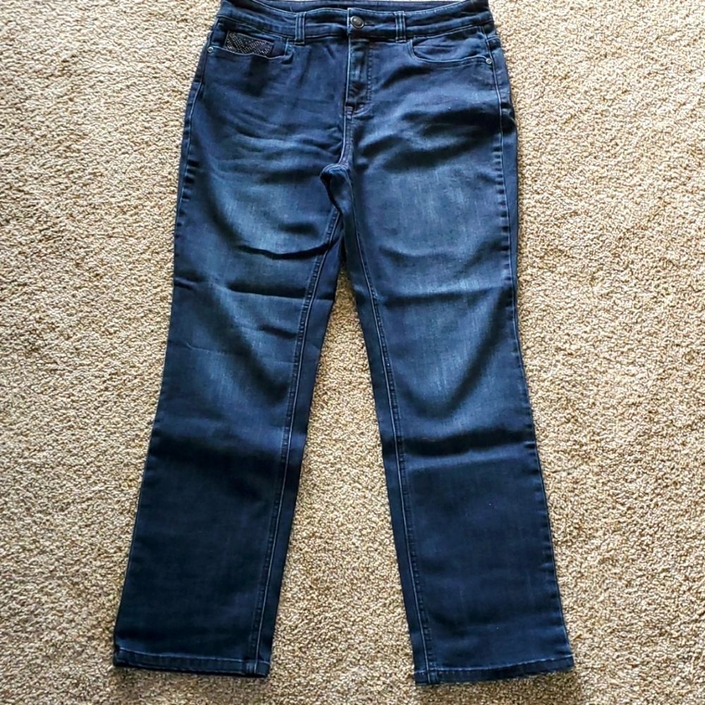 Secrets collection by David‎ Vered blue jeans. Size 6 short. Bling.